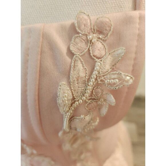 Vintage 80s Roberta Pink Champagne Beaded Formal Prom Sleeveless Dress Gown S - Picture 7 of 10